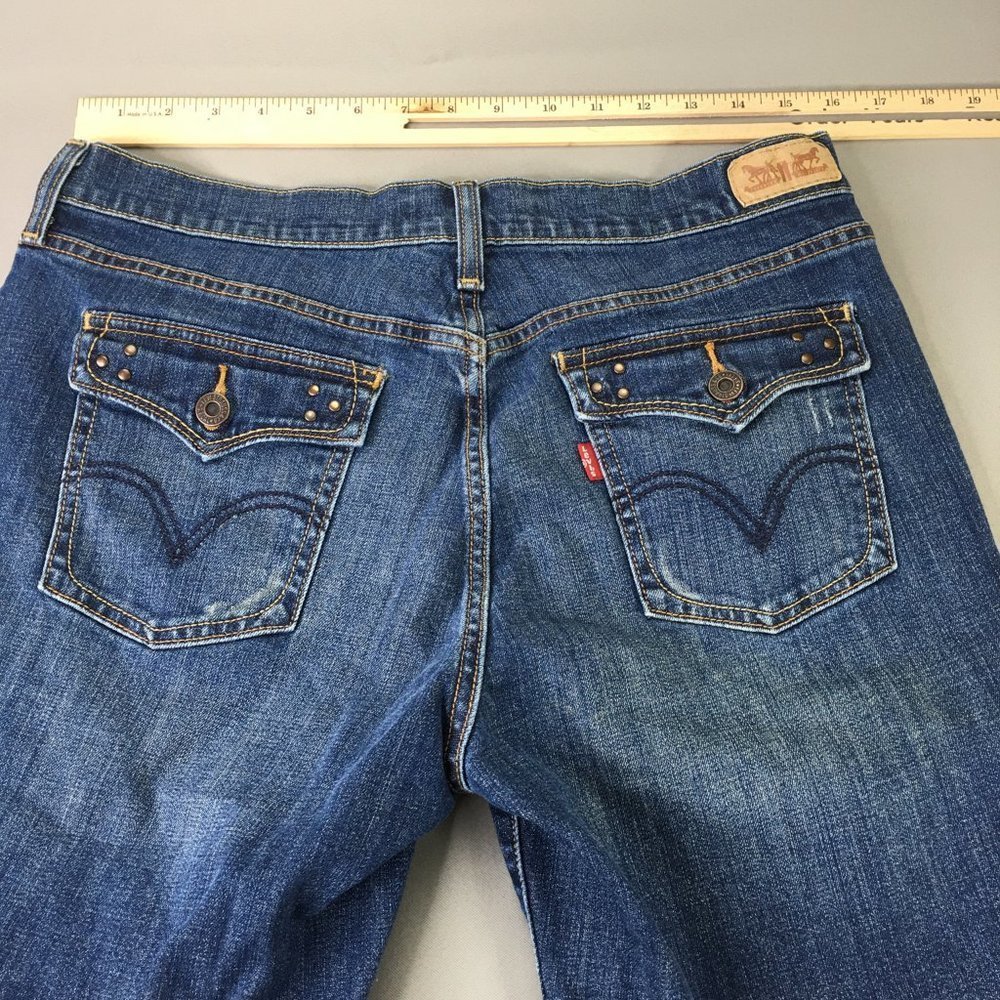 Levis 515 Cut Off Jean Short 12 Womens Dark Blue Denim Casual #1127 - Picture 8 of 11